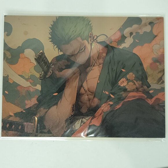 Zoro Dark One Piece #014 Double-sided Art Board Size A4 8" x 11" Waifu Card - Picture 1 of 4